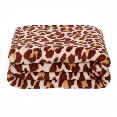 Fleece dekentjes met dierenprint - bruine panter print - 120 x 160 cm - warme plaid