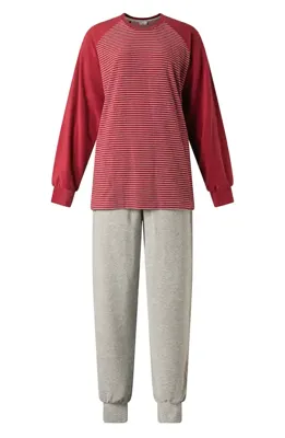 Badstof dames pyjama - Winter Streep - Warme pyjama