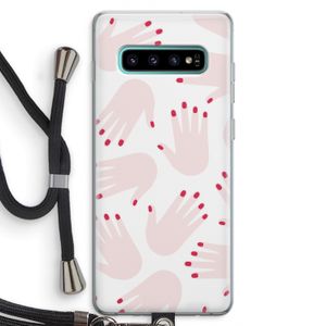 Hands pink: Samsung Galaxy S10 Plus Transparant Hoesje met koord