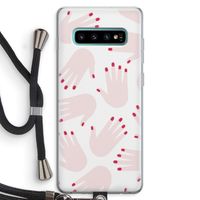 Hands pink: Samsung Galaxy S10 Plus Transparant Hoesje met koord