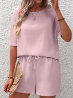 Loose Casual Plain Crew Neck Two-Piece Set - thumbnail