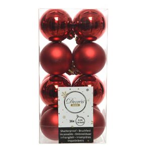 16x Kunststof kerstballen glanzend/mat kerst rood 4 cm kerstboom versiering/decoratie - Kerstbal