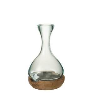 J-Line Vaas Fles Gamal Hout|Glas Natuur|Transparant Small