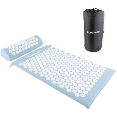 Tunturi Spijkermat met kussen - Acupressuur - Meditatie Mat - Acupunctuur Set - 68x42x2 cm - Lichtblauw