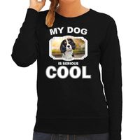 Spaniel honden sweater / trui my dog is serious cool zwart voor dames - thumbnail