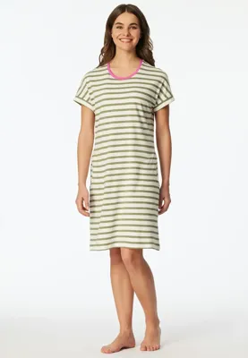 Schiesser Dames Nachthemd korte mouw - Lime streep