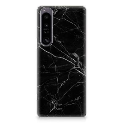 Sony Xperia 1 IV | TPU | Siliconen hoesje | Marmer Zwart - Origineel Cadeau Vader