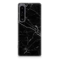 Sony Xperia 1 IV | TPU | Siliconen hoesje | Marmer Zwart - Origineel Cadeau Vader
