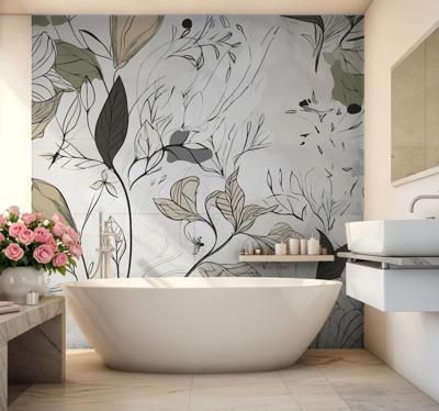 Bloemen tekenen Fotobehang badkamer
