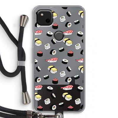 Sushi time: Pixel 4a Transparant Hoesje met koord
