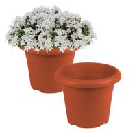 Hega Hogar Plantenbak - 2x - Terra cotta - kunststof - D16 x H12 cm