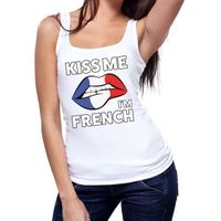 Kiss me I am French tanktop / mouwloos shirt wit dames - thumbnail
