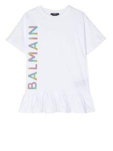 Balmain Kids robe à logo imprimé - Blanc