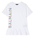 Balmain Kids robe à logo imprimé - Blanc