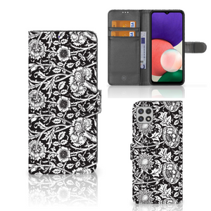 Samsung Galaxy A22 5G Hoesje Black Flowers