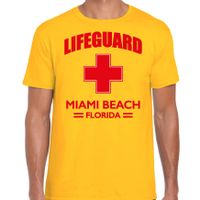 Lifeguard/ strandwacht verkleed t-shirt / shirt Lifeguard Miami Beach Florida geel voor heren - thumbnail