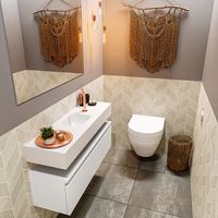 Toiletmeubel Mondiaz Andor | 100 cm | Meubelkleur Talc | Lex vrijhangend wastafel Talc Midden | 1 kraangat Toiletmeubel Mondiaz Andor | 100 cm | Meubelkleur Talc | Lex vrijhangend wastafel Talc Midden | 1 kraangat