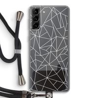Geometrische lijnen wit: Samsung Galaxy S21 Plus Transparant Hoesje met koord