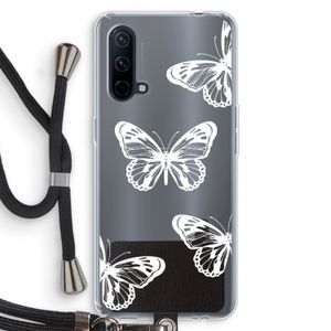 White butterfly: OnePlus Nord CE 5G Transparant Hoesje met koord