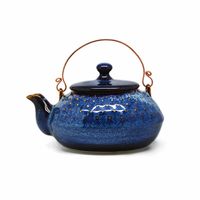 Theepot Keramiek Blauw Rond