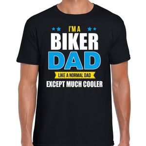 Biker dad normal except cooler cadeau t-shirt zwart voor heren - Vaderdagscadeaus