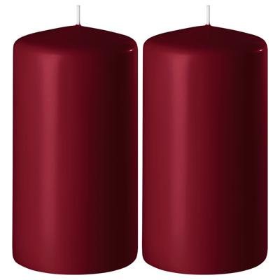 Enlightening Candles Cilinder/stompkaars - 2x - bordeaux rood - D8 x H12 cm - 45 branduur