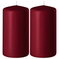 Enlightening Candles Cilinder/stompkaars - 2x - bordeaux rood - D8 x H12 cm - 45 branduur