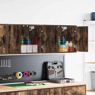 Garagewandkasten 2 st Spaanplaat gerookt eikenhout