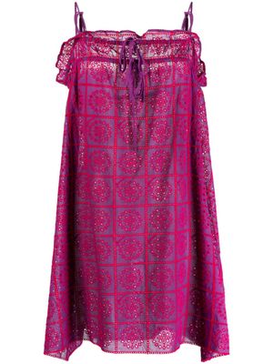 GANNI robe à broderie anglaise - Violet