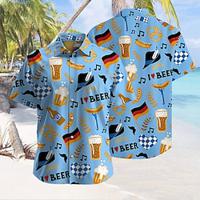 Bier Hawaii Casual Toevlucht Voor heren Hawaiiaans overhemd Korte Mouw Buiten Straat Casual Zomer Lente Strijkijzer Afdrukken blauw Polyester Lightinthebox