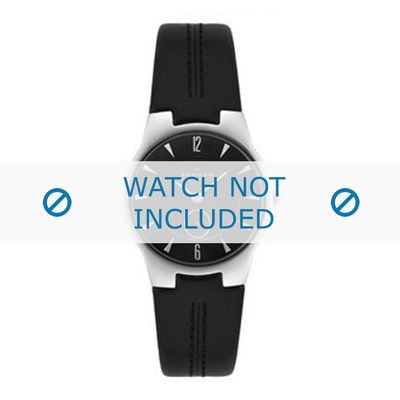 Skagen horlogeband 433SSLB 433SSLC Leder Zwart 16mm + zwart stiksel