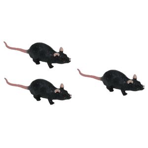 Set van 3x stuks zwarte rubberen nep/namaak dieren rat 11 cm