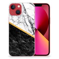 Apple iPhone 13 | TPU | Siliconen hoesje | Marmer Wit Zwart - Origineel Cadeau Man