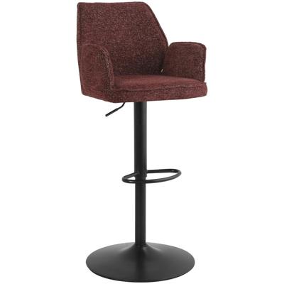 Leen Bakker - Barkruk Raffy - Wijn - Stof - Rood - 50x60x90 Cm