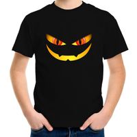 Monster gezicht halloween verkleed t-shirt zwart voor kinderen - thumbnail