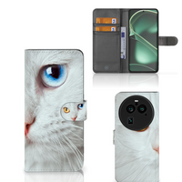 OPPO Find X6 Pro Telefoonhoesje met Pasjes Witte Kat