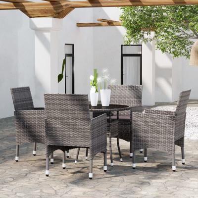 5-delige Tuinset poly rattan grijs