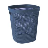 Afvalbak/vuilnisbak/kantoor prullenbak - kunststof met open structuur - blauw - 12 liter - thumbnail