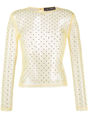SIEDRES haut transparent Desta à ornements en cristal - Jaune