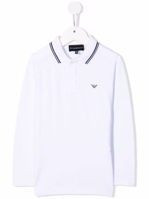 Emporio Armani Kids polo à logo imprimé - Blanc