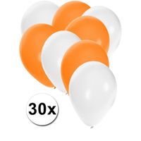 30x ballonnen wit en oranje - thumbnail