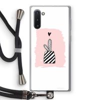 Zwart-wit cactus: Samsung Galaxy Note 10 Transparant Hoesje met koord