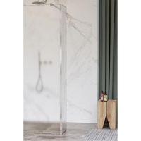 FortiFura Galeria zijwand - 40x200cm - mat glas - 8mm - met hoekprofiel - chroom SW797921 / SW358024 - thumbnail