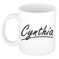 Cynthia voornaam kado beker / mok sierlijke letters - gepersonaliseerde mok met naam   -