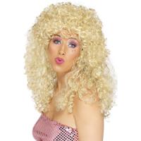 Carnaval verkleed damespruik - Blonde grote bos krullen - Dolly stijl - thumbnail