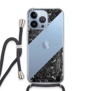 Zwart marmer: iPhone 13 Pro Transparant Hoesje met koord