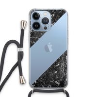 Zwart marmer: iPhone 13 Pro Transparant Hoesje met koord