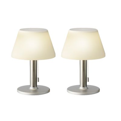 2x stuks solar tafellamp RVS met trekkoord 28 cm