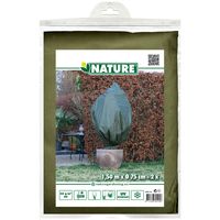 Nature plantenhoes met trekkoord - 2x stuks - H150 x D75 cm - groen - anti-vorst beschermhoes   - - thumbnail