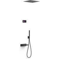 Regendouche set electronisch Tres Shower Technology | Inbouw | Thermostaatkraan | 3-weg | Vierkant | Zwart mat